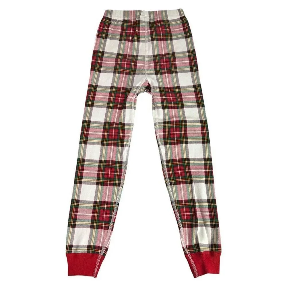 Hanna Andersson size 8 Plaid Holiday Long John Pajama BOTTOM ONLY spot